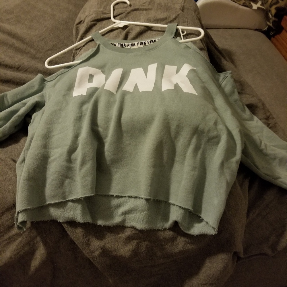 Cropped cold shoulder sweatshirt